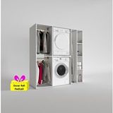 Kenzlife çamaşır-kurutma makinesi dolabı ve giysi dolabı cevheri sağ byz 180*170*60 + tekli duvar rafı hediye