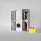 Kenzlife Çamaşır-Kurutma Makinesi Dolabı ve Giysi Dolabı Cevheri Sol Byz 180*170*60 + Tekli Duvar Rafı Hediye - Beyaz