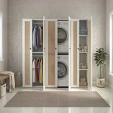 Kenzlife Çamaşır-Kurutma Makinesi Dolabı Ve Giysi Dolabı Suyuti Sağ Mat Beyaz 180*170*60 Hazeran Kare Kapak Mdf Gövde