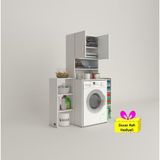 Kenzlife çamaşır makinesi dolabı hayzummaks byz 180*096*55 banyo kiler çift kapaklı arkalıklı + tekli duvar rafı hediyel