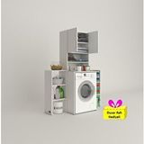 Kenzlife Çamaşır Makinesi Dolabı Hayzummaks Byz 180*096*55 Banyo Kiler Çift Kapaklı Arkalıklı + Tekli Duvar Rafı Hediyeli
