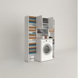 Kenzlife Çamaşır Makinesi Dolabı Hayzummaksduble Byz 180*126*55 Banyo Kiler Çift Kapaklı Arkalıklı + Tekli Duvar Rafı Hediyeli