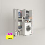 Kenzlife çamaşır makinesi dolabı hayzummega byz 180*156*55 banyo kiler çift kapaklı arkalıklı + tekli duvar rafı hediyel