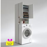 Kenzlife Camasir Makinesi Dolabi Sinem Byz 180*066*30 Banyo Arkalikli + Tekli Duvar Rafi Hediyeli