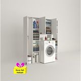 Kenzlife Çamaşır Makinesi Dolabı Veronikamega Byz 180*156*20 Banyo Arkalıksız Raflı + Tekli Duvar Rafı Hediyeli