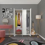 Kenzlife Defne 4 Kapaklı Kapılı Beyaz Ayaklı 168x100x42 CM Gardrop