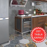 Kenzlife Esena Mono3 Cvz 89-81x60x56 Fırın Ocak Dolabı Ayarlı Ayaklı Üstü Kapalı Ceviz Ankastre Modülü Kabini