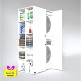 Kenzlife Fedyenka Sol Beyaz 180x090x60 cm Banyo Arkalıksız Kapaklı Çamaşır-Kurutma Makinesi Dolabı