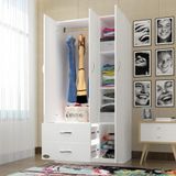 Kenzlife Fesleğen 3 Kapılı 2 Çekmeceli 180x120x52 CM Beyaz Gardrop