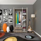 Kenzlife gardırop 3 kapılı kapaklı 2 çekmeceli manolya crd 173*90*42 gardolap dolap ofis - Kahverengi
