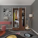 Kenzlife Gardırop 4 Kapılı 2 Çekmeceli Biberiye 182*100*42 Cvz Kapaklı Gardolap Dolap Ceviz