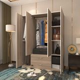 Kenzlife gardırop 4 kapılı 2 çekmeceli deligül 180*160*52 crd XLARGE kapaklı gardolap dolap - Kahverengi