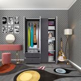 Kenzlife Gardirop 4 Kapili Kapakli 2 Cekmeceli Husnuyusuf Gri 173*120*42 Gardolap Dolap Ofis