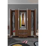 Kenzlife Glayör 168x150x42 cm Gri Ayaklı 6 Kapaklı Kapılı 2 Çekmeceli Gardrop