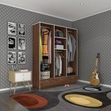 Kenzlife Hamit Ceviz 150 cm 3 Bölmeli 3 Çekmeceli Kapaksız Giysi Dolabı Gardrop
