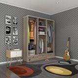 Kenzlife Hamit Cordoba 150 cm 3 Bölmeli 3 Çekmeceli Kapaksız Giysi Dolabı Gardrop
