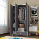 Kenzlife Hanımeli Gri 3 Kapılı 1 Çekmeceli 180x120x52 CM Gardrop