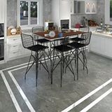 Kenzlife Hem105Zengin 130x90 cm Ceviz Siyah Masa ve 6 Adet Siyah Sandalye Takımı