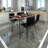 Kenzlife Hem75Mazlum 100x70 cm Ceviz Siyah Masa ve 4 Adet Sırt Minderli Siyah Sandalye Takımı