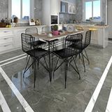 Kenzlife Hem75Mazlum 130x70 cm Ceviz Siyah Masa ve 6 Adet Siyah Sandalye Takımı