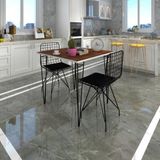 Kenzlife HEM75MAZLUM 60x60 cm Siyah Ceviz Masa Sandalye Takımı