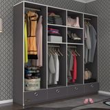 Kenzlife Kamil Gri 4 Bölmeli 4 Çekmeceli 182*200*42 cm Kapaksız Giysi Dolabı