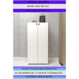 Kenzlife Kapaklı Ayakkabılık Bosnevi Mat Beyaz Sunta 125*060*30 Yirmidört Çift Ayakkabı Kapasitesi Arkalıksız