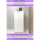 Kenzlife Kapaklı Ayakkabılık Bosnevi Mat Beyaz Sunta 140*080*30 Otuzaltı Çift Ayakkabı Kapasitesi Arkalıksız