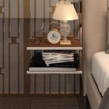 Kenzlife Kenzlife Komodin Guiseppe Cvz Komidin 39 x 19 cm 2 Parça Duvara Monte Askı Aparatlı - Ceviz