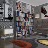Kenzlife Kitaplik Super Ga 150*160*19 Gri 5 Katli 2 Bolme Cift Bolme Opsiyonlu Ofis Mutfak Banyo Dolabi Arkaliksiz