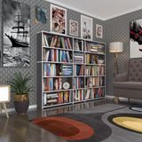 Kenzlife Kitaplik Super Ga 150*200*19 Gri 5 Katli 3 Bolme Cift Bolme Opsiyonlu Ofis Mutfak Banyo Dolabi Arkaliksiz
