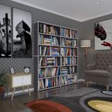 Kenzlife Kitaplik Super Ga 180*160*19 Gri 6 Katli 2 Bolme Cift Bolme Opsiyonlu Ofis Mutfak Banyo Dolabi Arkaliksiz
