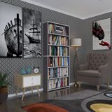 Kenzlife kitaplık süper ga 180*80*19 gri 6 katlı tek bölme çift bölme opsiyonlu ofis mutfak banyo dolabı arkalıksız