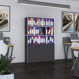 Kenzlife Klasor Dolabi Kilitli Alpdem Gri 175*120*30 Klasorluk Kitaplik Ofis Arkaliksiz