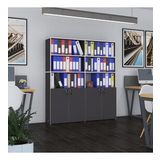 Kenzlife Klasor Dolabi Kilitli İlgar Gri 175*160*30 Klasorluk Kitaplik Ofis Arkaliksiz