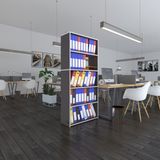 Kenzlife Klasorluk Rafli Rona Gri 175*80*30 Kitaplik Ofis Arkaliksiz