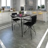 Kenzlife Knsz Masa Sandalye Takımı Hem75mazlum Grisyh 070*070 Klçsm 2 Sandalye Syhsyh Kolçaklı Sırt Minderli