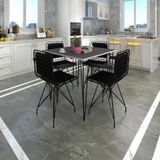 Kenzlife Knsz Masa Sandalye Takımı Hem75mazlum Grisyh 080*080 Klçsm 4 Sandalye Syhsyh Kolçaklı Sırt Minderli