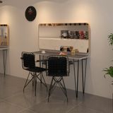Kenzlife Knsz Masa Sandalye Takımı Hem75mazlum Grisyh 100*040 Klçsm 2 Sandalye Syhsyh Kolçaklı Sırt Minderli