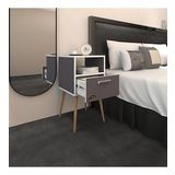 Kenzlife Komodin Budurgan Gri 74*39*39 Ahşap Ayaklı Raflı Çekmeceli Komidin Kitaplık