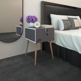 Kenzlife Komodin Çıntay Gri 57*39*39 Çekmeceli Kilitli Ahşap Ayaklı Komidin
