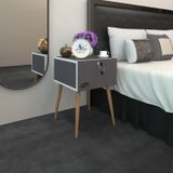 Kenzlife Komodin Kazuki Gri 60*39*39 Komidin Ahşap Ayaklı Kitaplık Ayakkabılık Kapaklı Arkalıklı