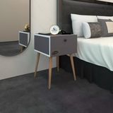Kenzlife Komodin Tora Gri 60*39*39 Komidin Ahşap Ayaklı Kitaplık Ayakkabılık Kapaklı Arkalıklı