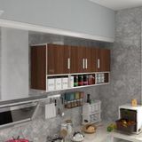 Kenzlife Konsta Ceviz 60x150x22 cm Kapaklı Raflı Beyaz Hazır Mutfak Dolabı