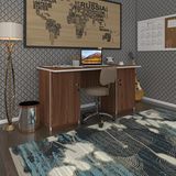 Kenzlife Masi Oka 75x150x80 cm Ceviz Kilitli Kapaklı Çift Dolaplı Ofis Masası