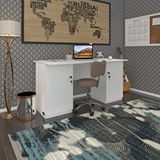 Kenzlife Masi Oka 75x160x80 cm Beyaz Kilitli Kapaklı Çift Dolaplı Ofis Masası