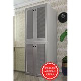 Kenzlife Membran Çamaşır-Bulaşık Makinesi Dolabı Kapaklı Roksana Gribyz Panjur 180*70*60 Mebran Kapak Mdf Gövde Banyo Çift Katlı Arkalıksız