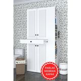 Kenzlife Membran Çamaşır-Kurutma Makinesi Dolabı Ahi Evran Sağ Byzbyz Panjur 187*090*60 Mebran Kapak Mdf Gövde - Beyaz