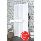 Kenzlife Membran Çamaşır-Kurutma Makinesi Dolabı Ahi Evran Sağ Byzbyz Panjur 187*090*60 Mebran Kapak Mdf Gövde