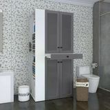 Kenzlife Membran Çamaşır-Kurutma Makinesi Dolabı Ahi Evran Sol Gribyz Panjur 187*090*60 Mebran Kapak Mdf Gövde